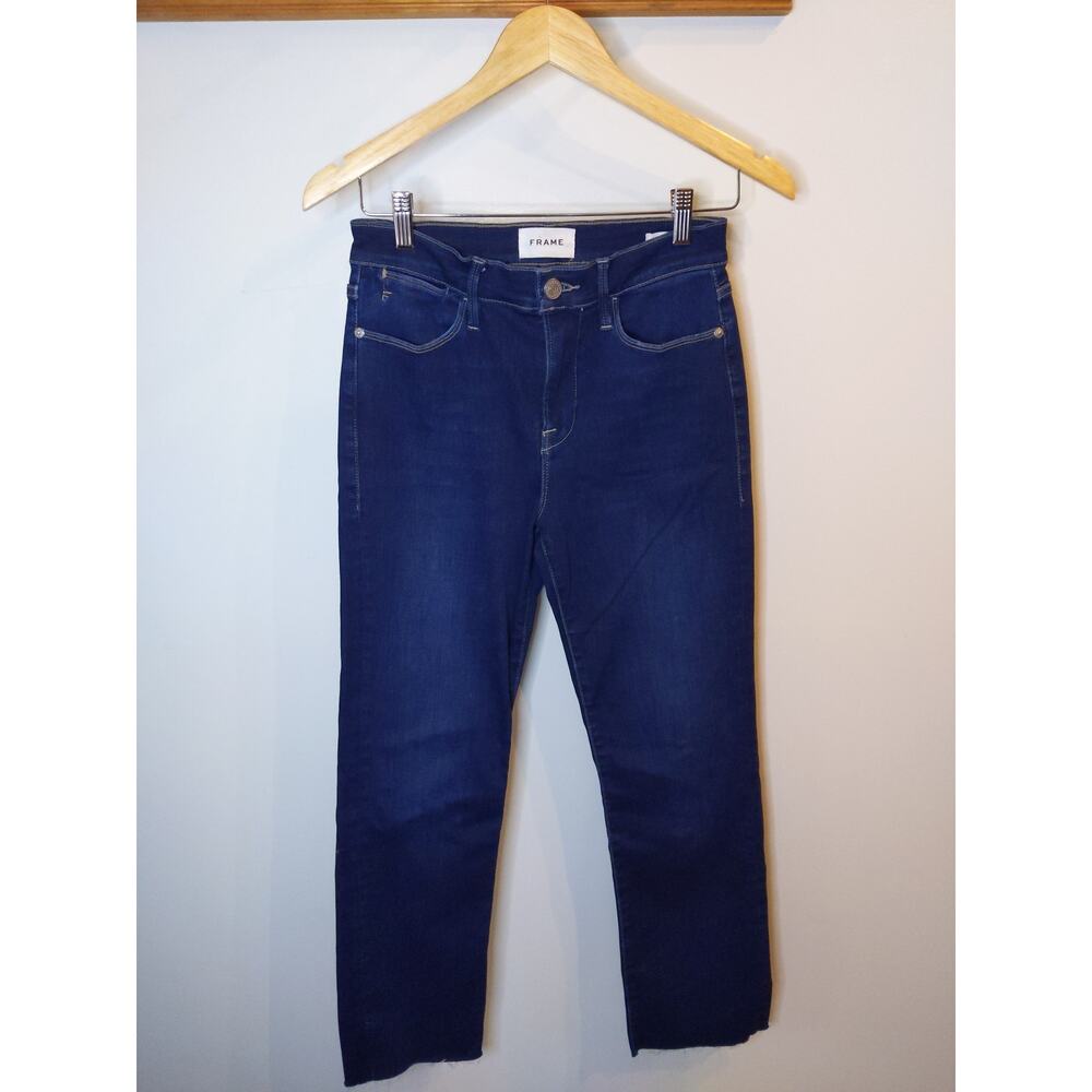 FRAME Le High Straight Jeans Dark Wash Denim High Rise Size 29 Designer